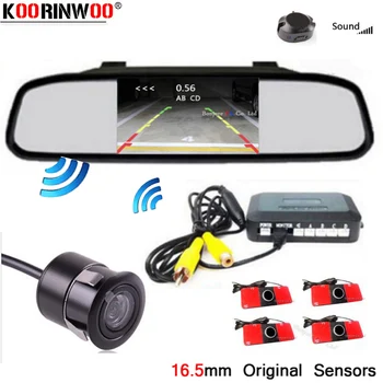 Koorinwoo Bezdrôtový Pôvodné 16.5 mm parkovanie Senzor 4.3 Monitor Zrkadlo systém Parktronic parkovacia Kamera zálohovať Cúvaní