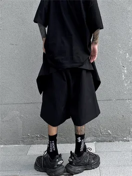 Yamamoto tmavé širokú nohu, sukne, nohavice pánske voľné šiestich bodoch šortky Japonské osobnosti bežné falošné dva-kus stredná nohavice tide