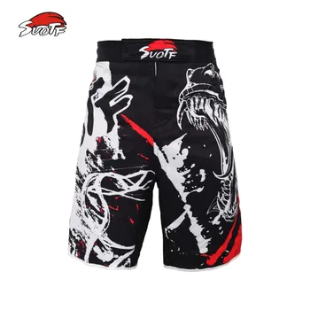 SUOTF čierny atrament štýl panovačný kričí MMA fitness priedušná šortky boj boxerské Tiger Muay Thai lacné mma šortky boxeo