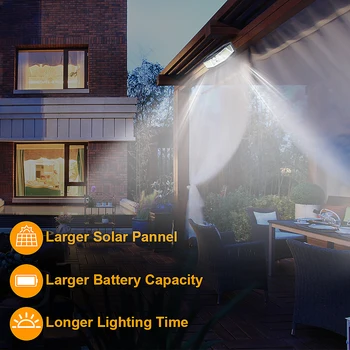 IP65 Vodeodolný 308 LED Vonkajšie Slnečné Svetlo Snímač Pohybu PIR Solárny Panel s 3 Režimami a 270° Široký Uhol Záhrada Bezpečnostné Lampy