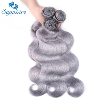Sapphire Silver Grey Brazílsky Telo Vlna Ľudských Vlasov Väzbe Zväzky Remy Ľudské Vlasy Rozšírenie Farebné Telo Vlna, Vlasy Zväzky