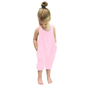 Deti, Dievčatá Vrecku Kombinézach Nové Letné Baby Girl Pevné Trakmi Jumpsuit Kombinézach Mäkké Dievčatá Módne Sunsuits Oblečenie, Oblečenie