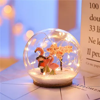 Vianočné Krištáľové Sklo Loptu Led Svetlo Vianočný Strom Snowflake Jeleň Narodeniny, Svadba Kancelársky Stôl Dekor Lampa Darček Snow Globe Sklo