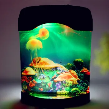 USB LED Medúzy Akvárium Stolná Lampa Mini akvárium Nočné Svetlo Náladu Farba Domáce Dekorácie, Nočné Lampy, detské Darčeky