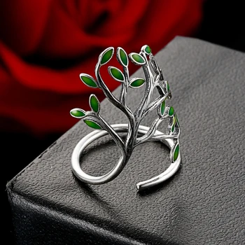 Najnovšie Autentické 925 Sterling Silver Šperky Smalt Strom V Tvare Kruhu V Pohode Ženy, Svadobné Zapojenie Strana Príslušenstvo