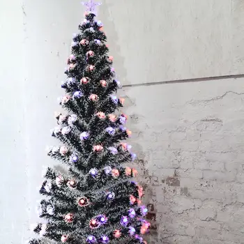 Nový Nový Rok umelý Vianočný stromček jedľa borovica a biele korálky led a optických vlákien, osvetlenie a Hviezda 120/150/180 210 cm