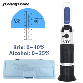 Hangheld Refraktometer 0~40% Brix 0~25% Alkoholu Wort špecifickou Pivo, Ovocné Šťavy, Víno, Cukor Tester s ATC Okno 30% off