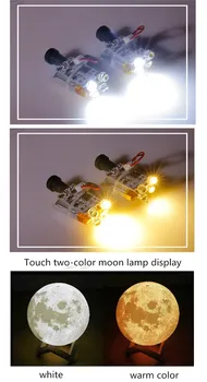 3D tlač mesiac lampa doska, knot dotykový spínač, slamený klobúk, lampa perličiek dotyk okruhu, mesiac svetelný zdroj