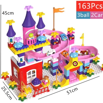Mramor spustiť bloky kompatibilné duploed stavebné bloky lievik Zasuňte bloky legoINGlys vlak auto DIY tehly hračky pre deti darček