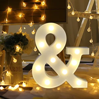 2021 dekorácie vintage Abecedy LED List Svetiel sa rozsvieti Biele Plastové Listy Stojí Visí-M & декор дома новый год #