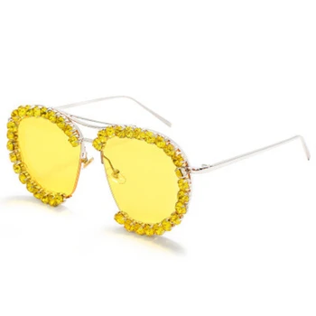 Vintage kovový oválny Drahokamu slnečné okuliare ženy 2020 luxusné značky retro tichom okuliare na slnko Svieti Diamond okuliare tieni zrkadlo