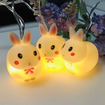 LED Veľkonočný Zajačik Svetlo String Nádvorie Okna Miestnosti Party Dekorácie Lampa Prívesok 1,5 m 10 Svetlá Multi Farby Bunny Svetlo Reťazec