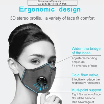2 ks Masky + 20pcs Filter, Tesnenie Vonkajšie Pohodlné Bavlnené Masku na Tvár PM2.5 uhlím Maska Umývateľný a Opakovane použiteľné Veľa Maska