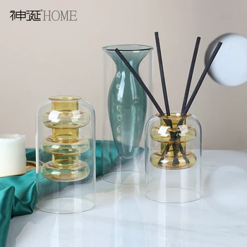 Nordic Domov Stôl Dekorácie Crystal Vázy pre Interiér Hydroponické Kvet Znečistený Váza Sklo Kvet Základ Obývacia Izba Ploche