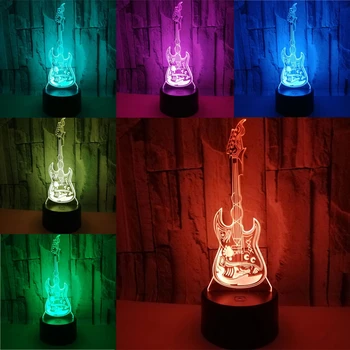 3D Ilúziu Nočné Svetlo Led USB 7 Farieb Hudobný Nástroj, Nočné Lampy, Husle Violončelo Saxofón Roh, Klavír, Gitara Lampy Deti Darčeky