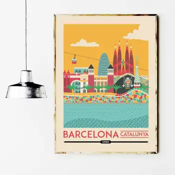Catalonia Barcelona Španielsko Cestovné Plagát Vytlačí Plátno Na Maľovanie Na Stenu Umenie Obrázok Pre Spálne Domova