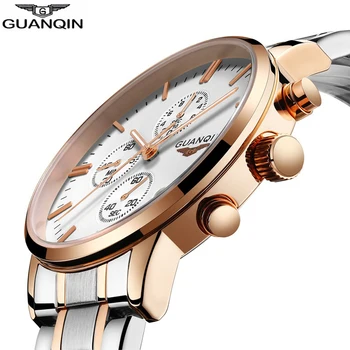 GUANQIN značky hodinky Chronograf hodinky mužov business nepremokavé 2018 pánske náramkové hodinky z ocele muž Hodiny Muž Relogio Masculino A