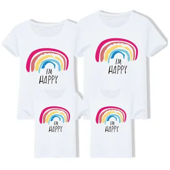 Rodina Pozrite Zodpovedajúce Oblečenie T-Shirt Pláži Matka Deti Topy Rainbow Krátky Rukáv Otec A Syn Matku A Dcéru, Šaty, Oblek