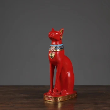 Svetlo Luxusnom Štýle Red Egyptský Súsošie, Socha Mačky Domáce Dekorácie, Ozdoby Živice Remesiel Dekorácie, Doplnky
