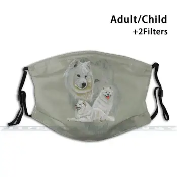 Samoyed Oprášiť Vytlačiť Opakovane Maska Pm2.5 Filtra Trendy Úst Tvár Masku Pre Dieťa Dospelých Bbk0300 Pracovná Skupina Psa Pet Psie