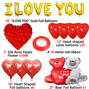 Valentína Fóliové Balóny, Dekorácie, Milujem ťa Srdce Okvetné Lístky ruží Srdce Pre St Valentines Day Darček Výročie Svadby