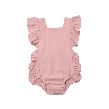 Novorodenca Dievča Prehrabať Romper Pevné Kombinézu Sunsuit Letné Oblečenie Oblečenie