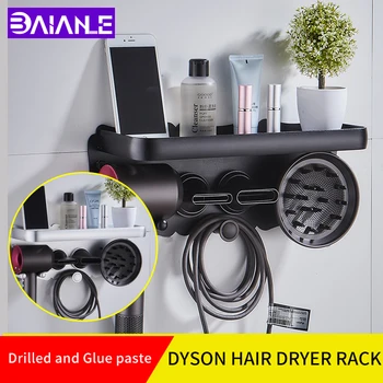 Dyson sušič na vlasy rack kúpeľňa polica wallmount organizátor zariadenie police skrutky bez inštalácie lepidlo vložiť bytové doplnky