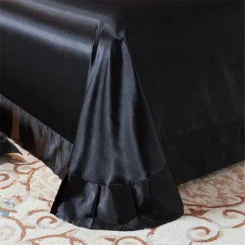 Lanlika Luxusné Noble Black Hodváb Plochý List Posteľná Bielizeň Hodvábne Kráľovná King Bed List Mäkké Obliečka Na Vankúš Bytového Textilu Doprava Zadarmo