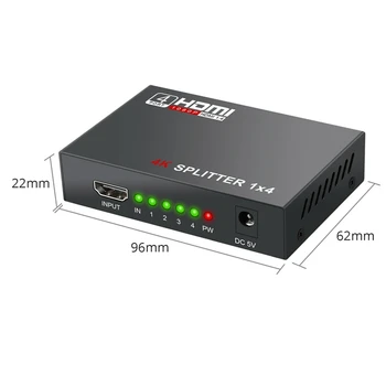 Full HD HDMI Splitter Zosilňovač Repeater 1080P 4K 4 Port Hub 3D 1 do 4 Z 1X4 UK Plug