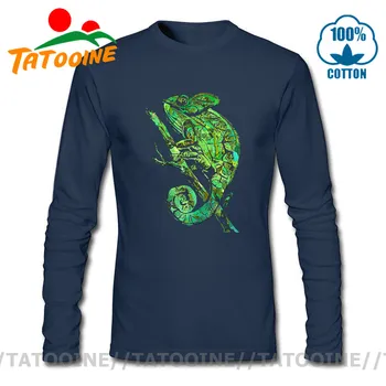 Tatooine, Zelená Chameleon tričko Prémiová Bavlna O-krku Lizard Zviera Tlače Anole T-shirt Zelig Tričko Mäkké Pohodlné Topy