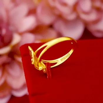 Móda 18K Gold Ring pre Ženy, Svadobné Šperky, Zásnubné Nie Fade Zlato Elegantný Retro Krúžky Narodeniny Výročie Darčeky Žena