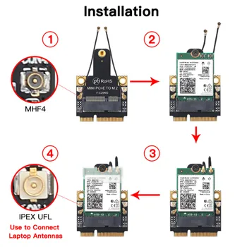 M. 2 NGFF Na Mini PCI-E Bezdrôtový Adaptér Prevodník S IPEX 4 Antény Na M. 2, Wifi, Bluetooth, Karta Pre AX200 BCM94352Z DW1560