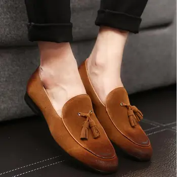 2020 Lete semiš pánske topánky kožené lenivý topánky Britskej mužov bežné kožené topánky Doudou topánky 2020 Business topánky veľkosť