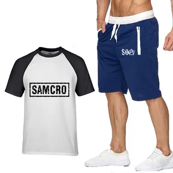 New Horúce TV SOA Synovia Anarchie, T Košele nohavice vyhovovali Športové pánske T-shirt SAMCRO kvalitné Bavlnené pánske T-shirt+šortky oblek