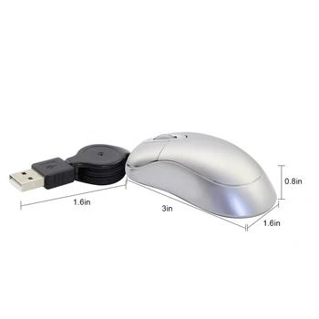 Drôtová Myš Optická 3D Mini Vysúvacie USB Myši Na Notebook PC Prenosný Dropshipping