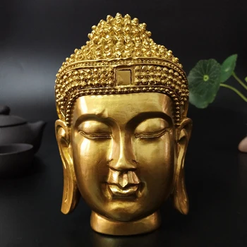 Zlatý Budha Hlavu Sochy, Dekorácie Na Stene Šakjamúni Tathagáta Budha Socha Živice Remesiel Ornament Domov Dekor Sochy