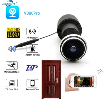 V380 Pro 180 Stupňov Surveillance Network Video Audio P2P SD Kartu 1080P Home Security Dvere Oko Peephole Wifi IP Kamera