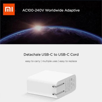 Xiao AD651P 65W Typ-C Nabíjačku Rýchle Nabíjanie Adaptér Typ-C Port USB 2.0 PD Rýchle Nabíjanie QC 3.0 + Typ C Pre Xiao 10 Pro