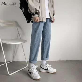 Džínsy Mužov Členok-dĺžka Voľný čas Chic Plus Veľkosť 3XL Vintage Šnúrkou Mens Módne Jednoduché Streetwear Harajuku Umyté Ulzzang