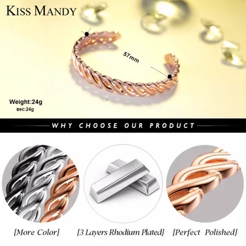 KISS MANDY Nový Príchod Trendy Dievčatá Náramok Rose Gold Čierny Náramok Pre Ženy kórejský Šperky Príslušenstvo LB49