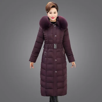 Štýlové nové zimné šaty v dlhej nad kolená bavlnené šaty žien pása nadol bunda bavlnená bunda jacket ženy.