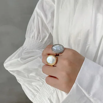 S'STEEL kórejský Shell Krúžky 925 Sterling Silver Pre Ženy Minimalistický Zlato Otvoriť INY Krúžok Osobné Bague Femme Jemné Šperky