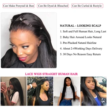 Čipka Ľudské Vlasy, Parochne S Baby Vlasy Rovné Parochňu Prirodzené Vlasy Pre Ženy Black Brazílsky Remy Vlasy Kráľovná Vlasy Oficiálneho Obchodu