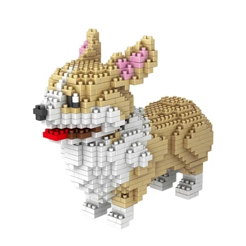 Micro Zvierat Psa Mini Bloky Cartoon Pet Pastier Teddy Huskie Zlatý Retriever Tehly Model Hračky Diamond