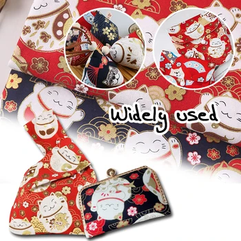150 cm*100 cm Bavlnená Tkanina Japonskom Štýle Kreslených Šťastie Mačka Tlače Textílie Ručné Handričkou Diy Šitie, Prešívanie Remeslá