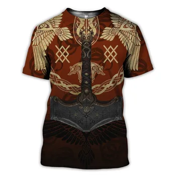 Viking symbol - odin Tetovanie 3D Vytlačené mužov tričko Harajuku Módne tričko s Krátkym rukávom letné streetwear Unisex tričko topy WS09