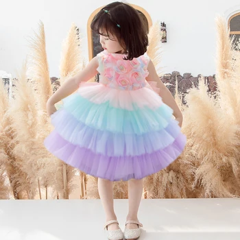 Kvet Petal Batoľa, Dieťa, Dievča, Detská Princezná Šaty Baby Girl Dress Tortu, Strán, Svadby pre Prvý Rok Narodeniny Prom Dieťa Oblečenie