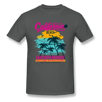 California Beach Paradise Tričko Pánske T-Shirt Topy T Shirt Dizajnér Posádky Krku Oblečenie Čierne Tričká Bavlna, Mikiny