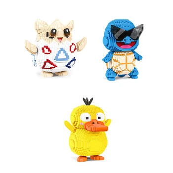 DIY Mini Stavebné Bloky Hračiek 3D Poke Micro Tehly Zvierat Bábika Darčeky Hračka Pokémon Psyduck Squirtle Togepi Gyarados Blastoise