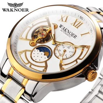 Muži Mechanické Náramkové hodinky Značky Waknoer z Nerezovej Ocele, Automatické Mechanické Hodinky Muž Business MaleRelogio Masculino Saati